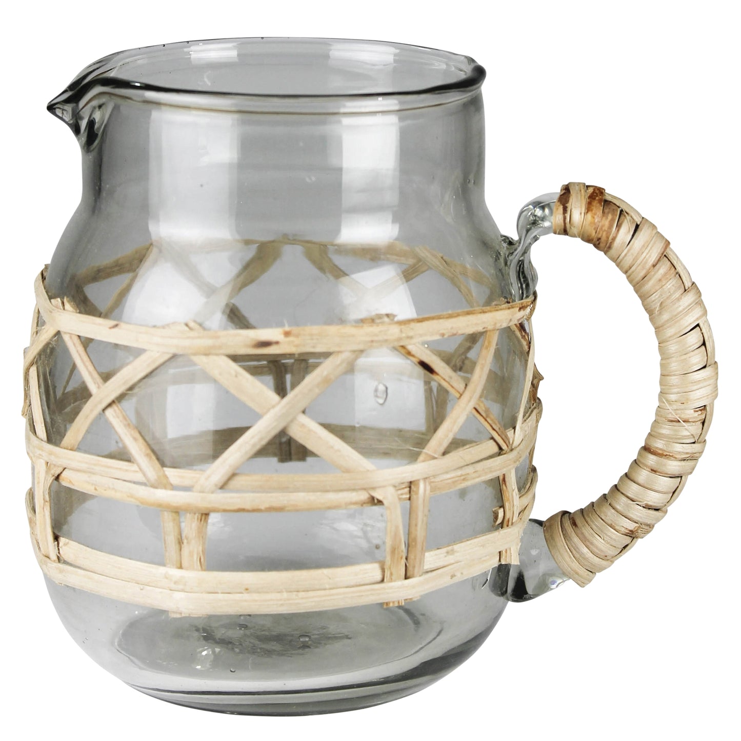 Rattan/Glass Pitcher