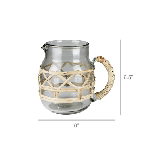 Rattan/Glass Pitcher