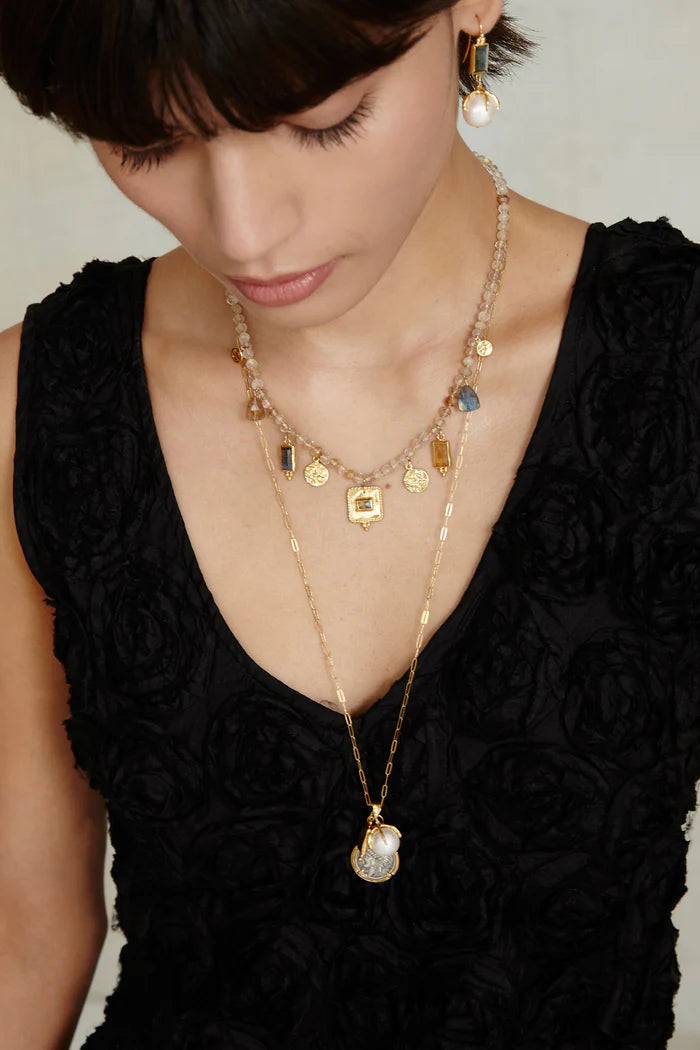 Pilar Charm Necklace Rutilated Quartz